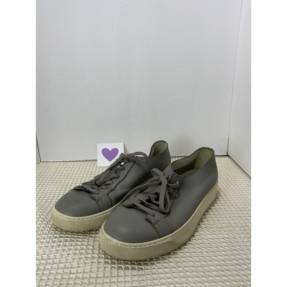 Santoni Leather Low Top Sneakers Mens Size 8‎ Grey EUC